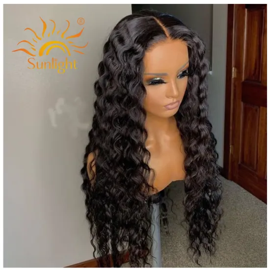 Sunlight Human Hair Brazilian Swiss HD  Lace Front Wig With Baby Hair For Black Women human hair water wave wig