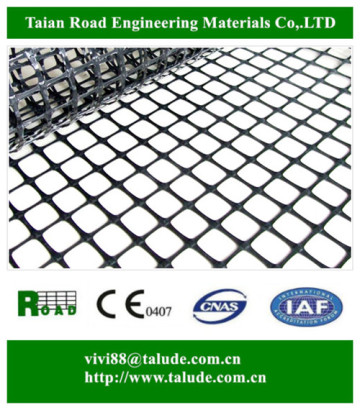 Plastic biaxial geogrid fabric used as soil stabilizer