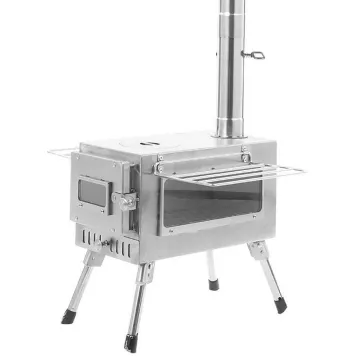 Foldable Stainless Steel Tent Stove Wood Burning Stoves with Window for Heating Cooking