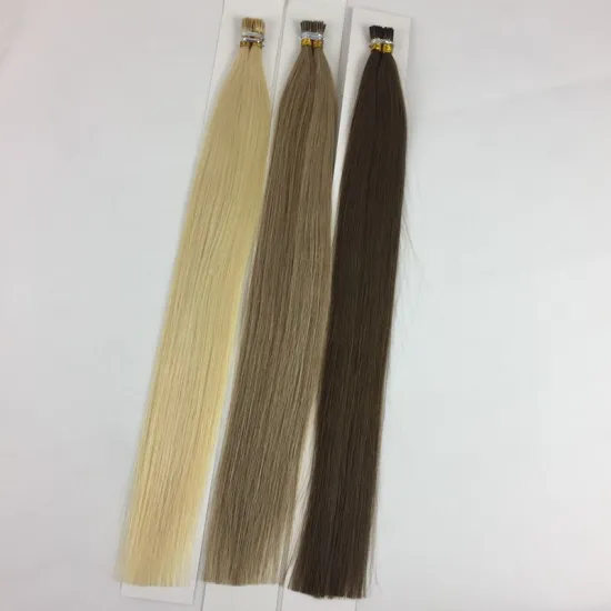 100% Virgin Remy Human Pre Bonded Type Russian Hair Extension Stick Double Drawn I Tip Hair #1b Color