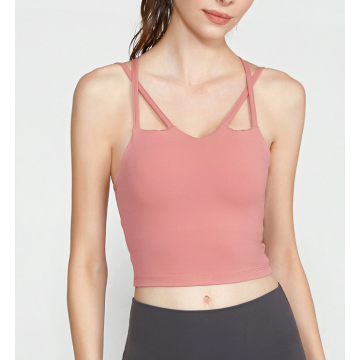 Fitness – Kurzes Yoga-Tanktop mit Cami-Muster