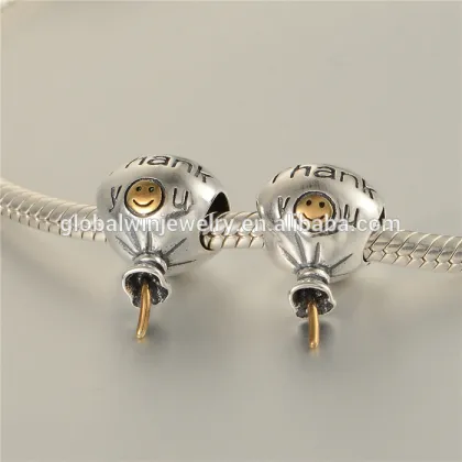 Lollipop Gold Plated 925 Silver Charms Thank You Letter Charms