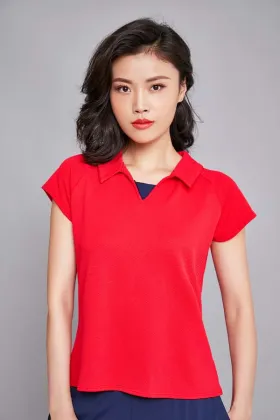 Women's Solid Slim Fit Raglan Short Sleeve Polo