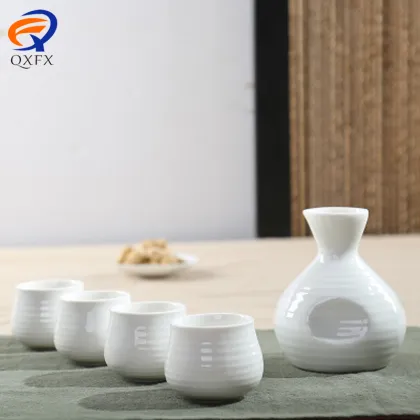 5Pcs/Set Japanese Sake Set Wine Vintage Ceramic Wine Bottle Flagon Liquor Spirits Separator With Stopper Drinkware Cups Bar Set
