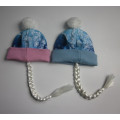 Frozen Sublimation Print Fleece Hat With Braid