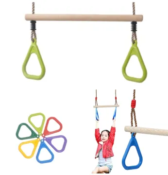 Wholesale Children's Adjustable Rope Trapeze Swing with Wooden Bar and Gym Rings