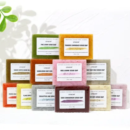 Private Label Glowing Smooth Skin Papaya Lavender Rose Oat Deep Cleansing Body Scrub Handmade Soap