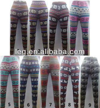 Colorful Soft Knitted Snowflake Deer Fashion Comfortable Legging