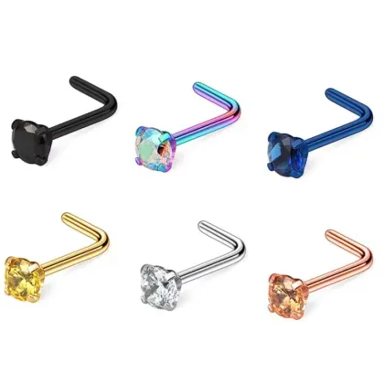 Surgical Stainless Steel L Shape Nose Rings for Men and Women