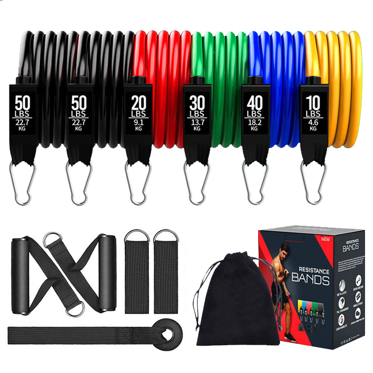 11Pcs Resistance Band Ṣeto Workout Rirọ iye Amọdaju