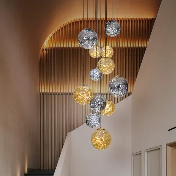 Customizable Staircase Foyer Loft Pendant Light: Luxury Nordic Style Simple Glass Ball Drop Lights and Chandeliers