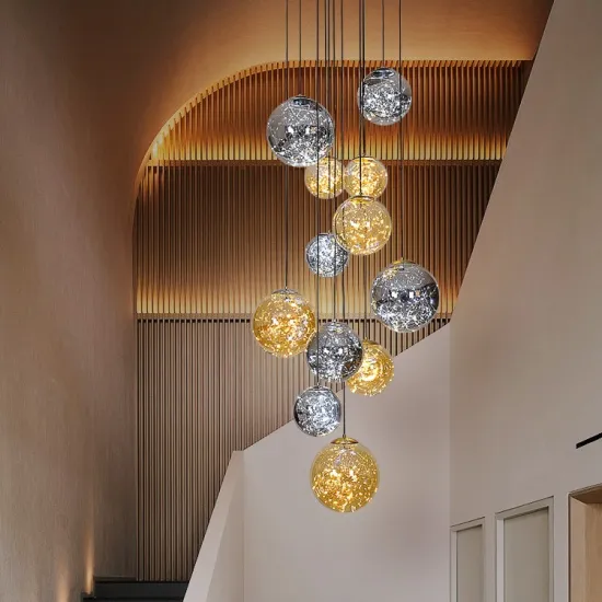 Customizable Staircase Foyer Loft Pendant Light: Luxury Nordic Style Simple Glass Ball Drop Lights and Chandeliers
