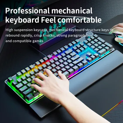 Mechanical Wired Keyboard GK515 New RGB Backlight 104 Key Game Keyboard