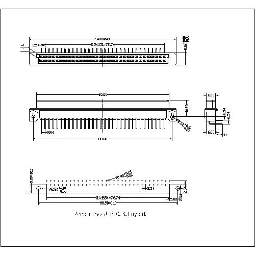 DFR-XX-XXX-204 Right Angle Female Type Q Connectors-Inversed 64 Positions-Model