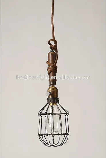 2015 antique pendant light with wooden handle metal bird cage hanging light