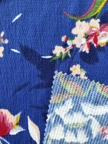 Recyle Poly Span Print Crinkle  Jersey