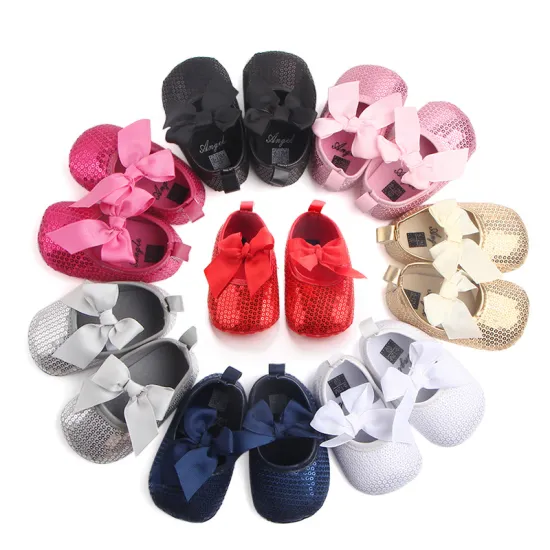 Wholesale Newborn Girl Bling Sequin Soft Sole Pre Walker Shoes