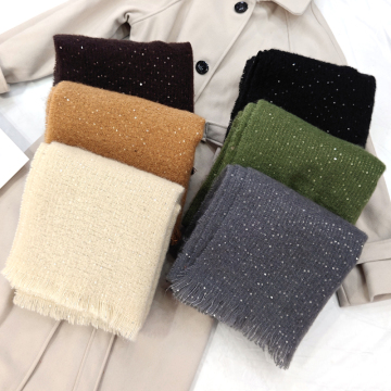 DOMOHO Adult Winter Scarfs: Chiffon Silk with Sequin and Stripe Texture - Wholesale Cashmere Scarf for Women