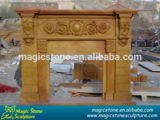 fireplace made of yellow sandstone