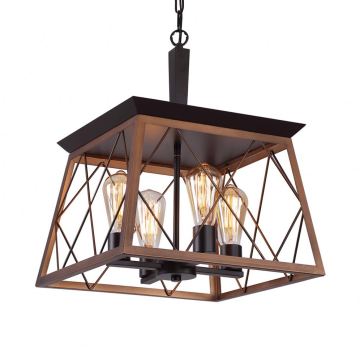 Retro Farmhouse Iron and Wood Frame Chandeliers for Dining Rooms