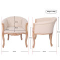 French Upholstered living Chair Antique Ash Wood Armchairs