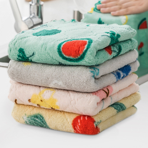 Absorbent Custom Print Coral Fleece Kitchen Dish Towel