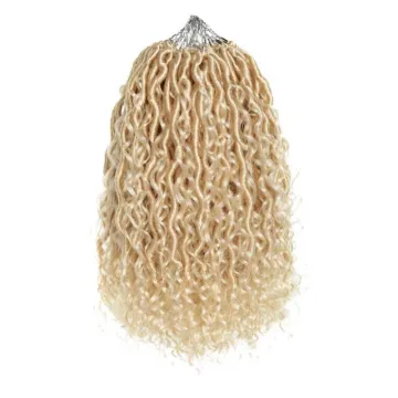 Ombre color 14 18 inch curly faux locs crochet hair extensions river locs crochet goddess faux locs braid