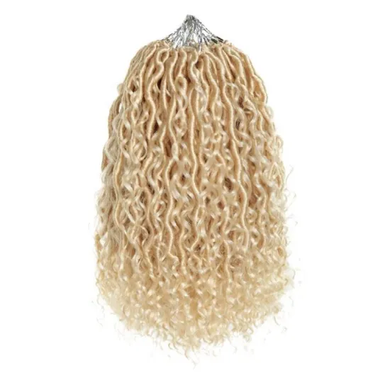 Ombre color 14 18 inch curly faux locs crochet hair extensions river locs crochet goddess faux locs braid