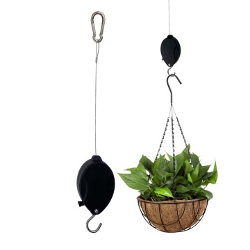 Adjustable Retractable Plant Hook Pulley System for Hanging Potted Plants