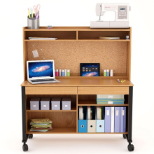 Mobile Desk with Open Storage Shelves