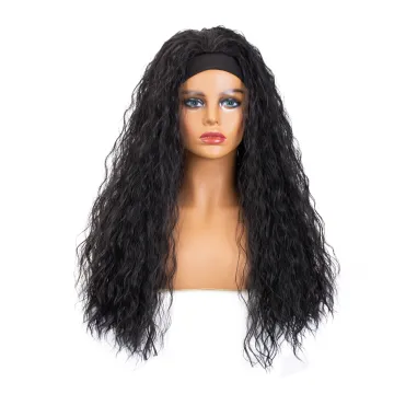 wholesale cheap headband wigs for black women long black wave synthetic hair wig