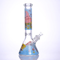 35 cm/13.8in, hippiesglass, vaso de vidrio bong con patrón de dibujos animados, tubería de agua de vidrio de borosilicato, bong de vidrio, cachimba de vidrio