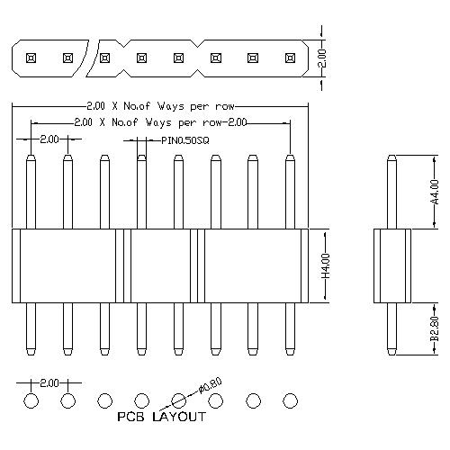 2.0 mm Pin Header Single Row Straight Type H4.0