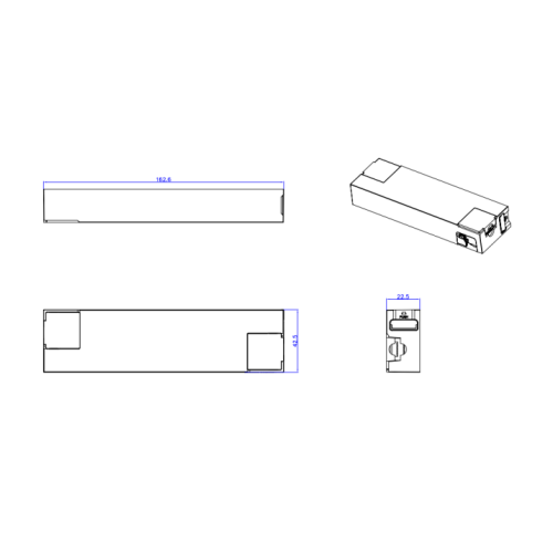 Аднаканальны святлодыёдны драйвер IOT intrack магутнасцю 44 Вт