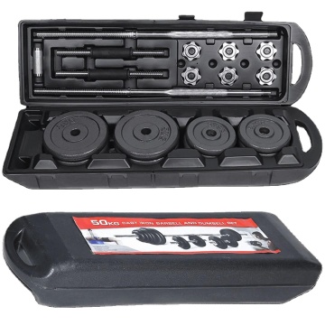 50kg Barbell Dumbbell Set: Complete Fitness Equipment with Adjustable Weights and Storage Case