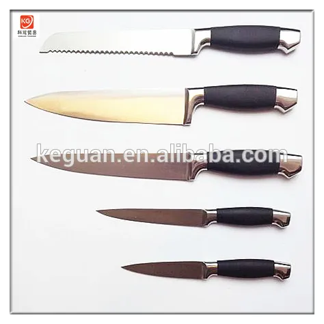 DK-041 5 pcs high quality hot sale hollow handle stainless steel obsidian kitchen knife