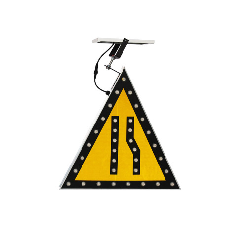 Narrowing on the right Solar Led Warning sign