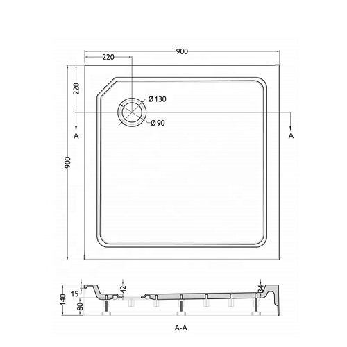 Rectangular Shaped Acrylic High Shower Tray