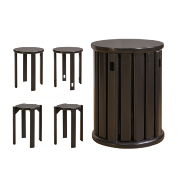 Tabouret de restauration en bois massif rond moderne - Ottoman pliable avec rangement