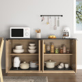 Slim Wood Grain TV Cabinet with 4 Doors