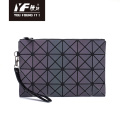 Holographic PU leather geometric purse reflective women geometry luminous envelope handbag