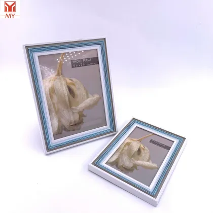PS Plastic Photo Frame Slotted Sky-blue Little Scale Design Photo Frame