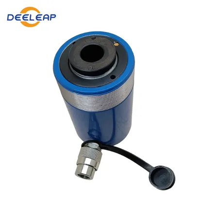 DEELEAP RCH-Series 60 Ton Hydraulic Ram Cylinder DY-RCH-606 Single Acting Center Hole Plunger Jack Cheap Alternative