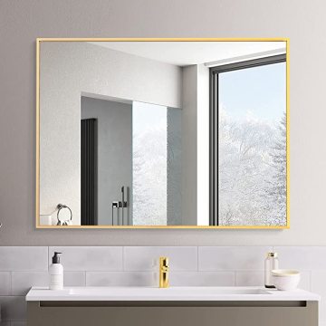 Customized Brushed Nickel Chrome Rectangular Bathroom Mirror for Home and Hotel
