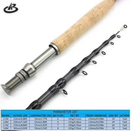 Portable Carbon Fiber Fly Fishing Rod - Ultralight Weight, Telescopic Design for Lake and River Fishing