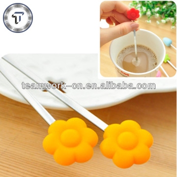 Eco-friendly sunflower shape stainless steel drink stirrers