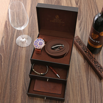 Leather Gift Set: Watches, Glasses, Belts, Bracelets, and Chains for Men