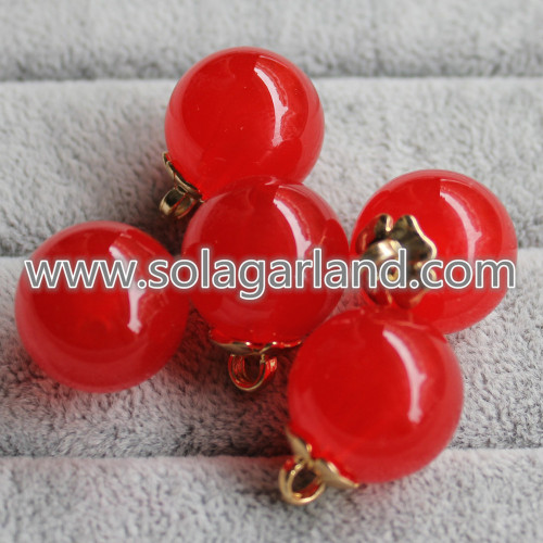 19MM&24MM Acrylic Round Beads Pendants With Gold Loop