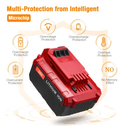 Smart Fast Rechargeable Battery and Charger Set for Porter Cable 20V Cordless Tools