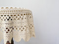 Vintage Crochet obrus biały okrągły stół okładki